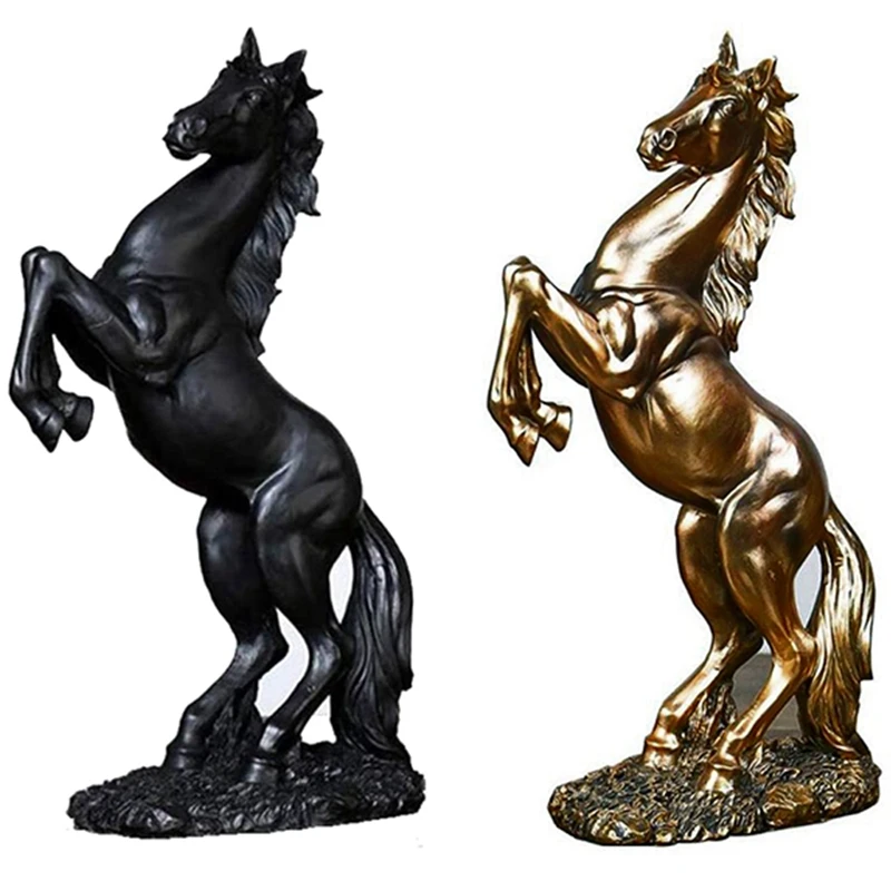 

2 Pcs Art Sculpture, European-Style Flying Horse Decoration, Housewarming Opening Gifts, Copper & Black