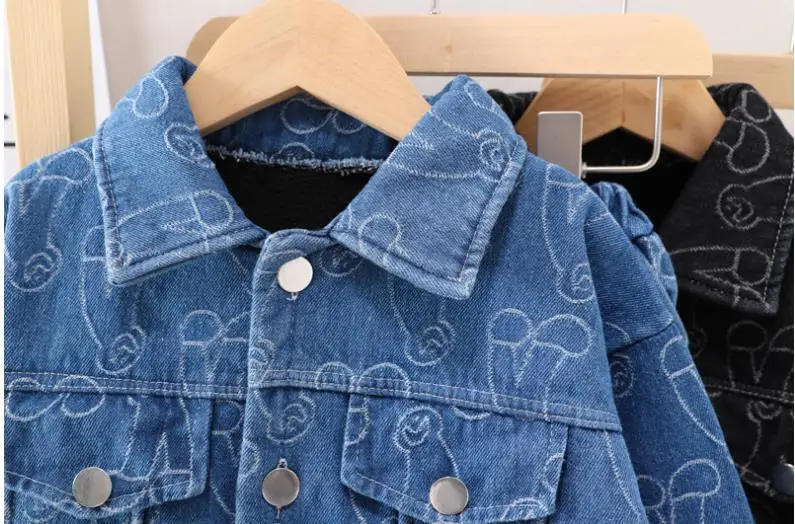 Модные зимние детские спортивные костюмы ковбойские из двух предметов джинсовый