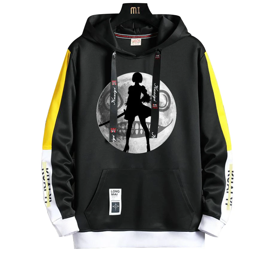 

Hot Game NieR:Automata Cosplay Hoodie Role YoRHa No.9 Print Pullover Hooded Fashion Casual Black Jacket