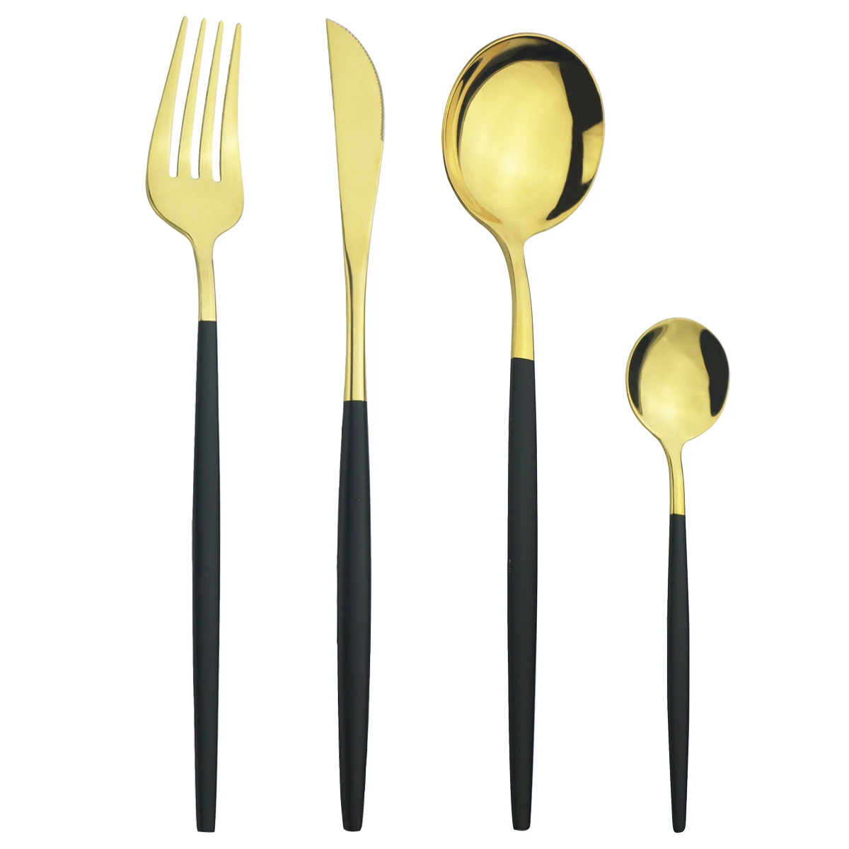 Набор столовых приборов из нержавеющей стали черного и золотого цвета 4