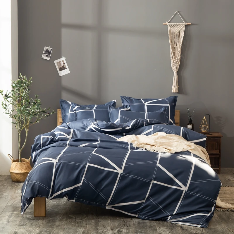 

Nordic Geometric Stripe Duvet Cover Simple Bedding Sets Bed Linen Set Blue Red Single Double Queen King Size No Bed Sheet Quilt
