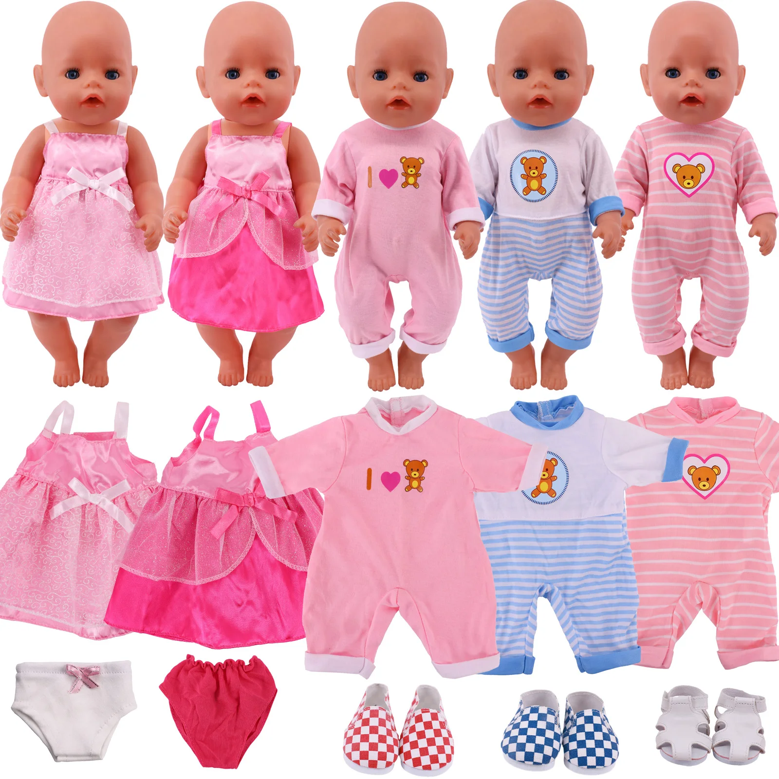 

Doll Clothes Casual Daily Wear Dress Shoes For 18 Inch American & 43CM NewBorn Baby Doll Clothes Cute Accessories Girls Gift