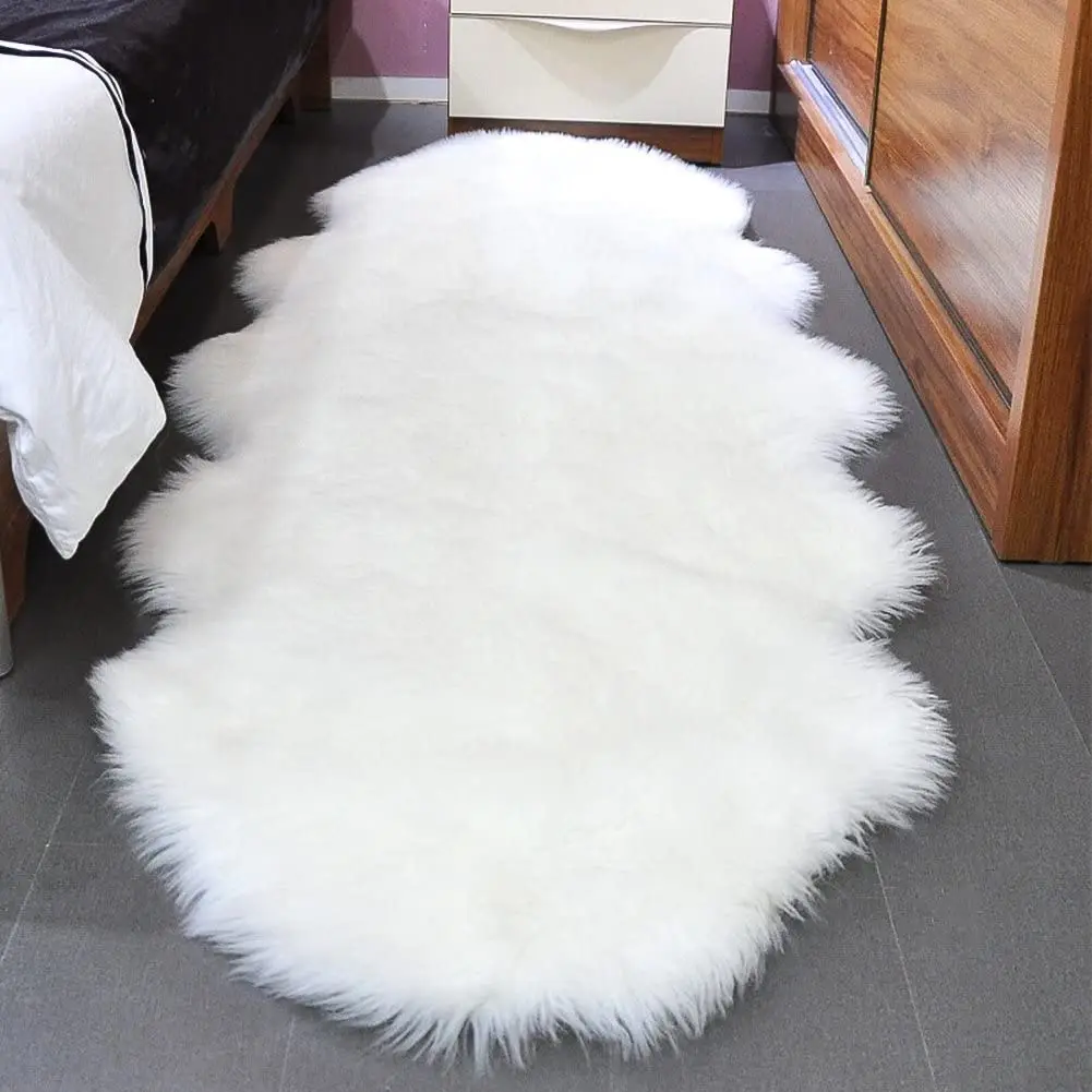 

Faux Sheepskin Area Rugs Silky Long Wool Carpet for Living Room Bedroom, Children Play Dormitory Home Decor Rug