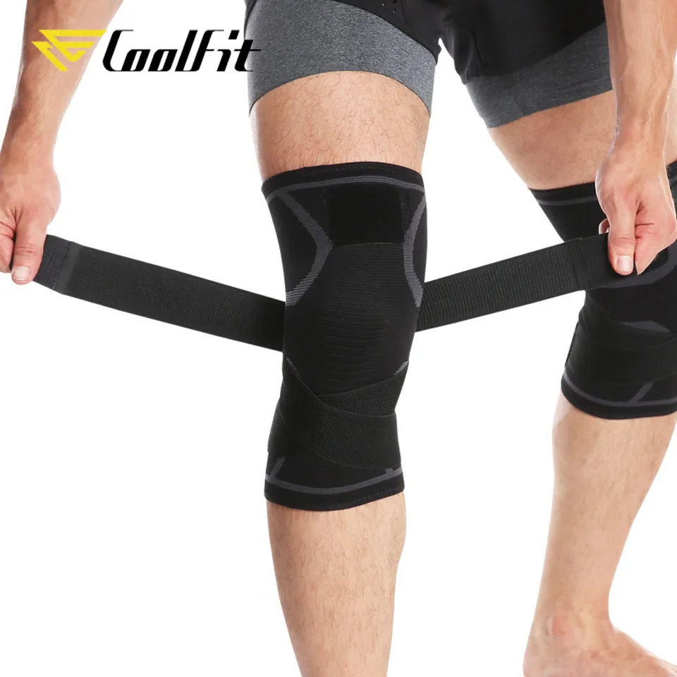 CoolFit 1 пара компрессионных втулок для колена с ремнем лучшего обезболивания и