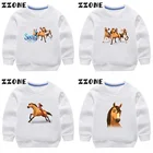 Детский свитшот для девочек Lucky  Mustang Spirit Horse, Мультяшные худи, детский пуловер, топы, одежда для мальчиков, весна-осень