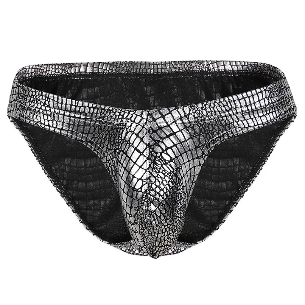 Сексуальное нижнее белье мужские трусы Змеиный узор кожа низкая талия u образные