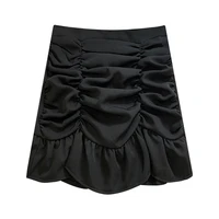 spring skirt female 2021 new a line skirt korean version of the french high waist solid color wild thin skirt short hips