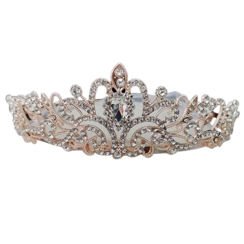 

Crystal Crown Tiara with Comb Headband Wedding Party Princess Bridal Bandana F42F