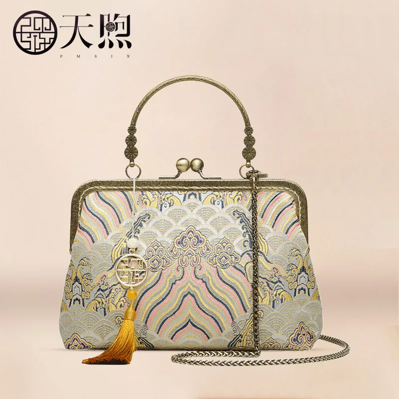 

2021 autumn and winter new woman bag Chinese style retro portable small bag shoulder bag messenger bag chain bag