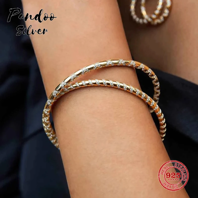 Модный шарм из стерлингового серебра копия 1:1 желтый серебряный переплетенный