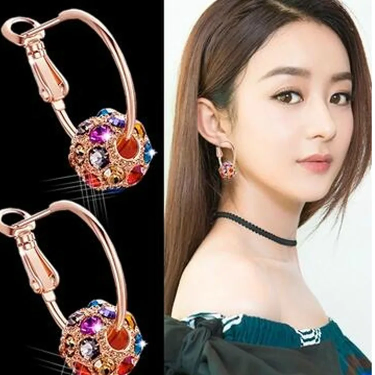 Модные корейские цветные хрустальные серьги с подвеской в виде счастливого шара