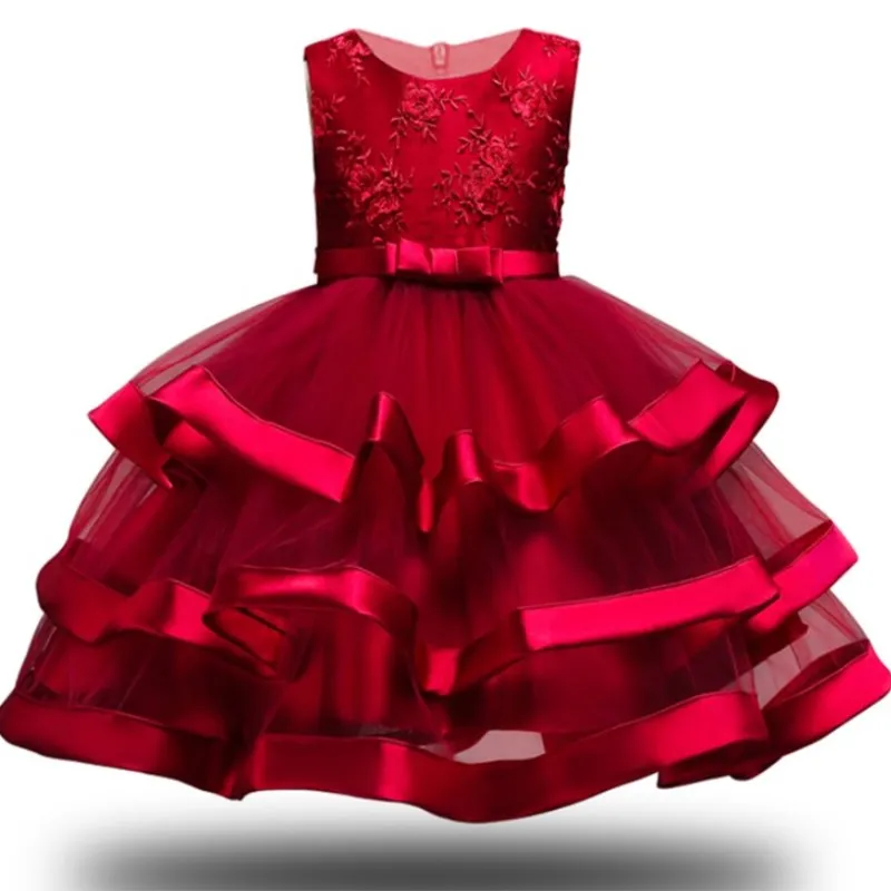 

New High-grade Embroidery Girls Dresses For Christmas Party Princess Dresses,Sleeveless Wedding Dress Fpr Girls Clothes