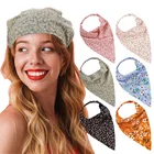 Цветочный принт волос шарф для женщин лента для волос в богемном стиле треугольные банданы с головными повязками на голову эластичная повязка для головы с нахлестом головной платок аксессуары для волос в виде тюрбана