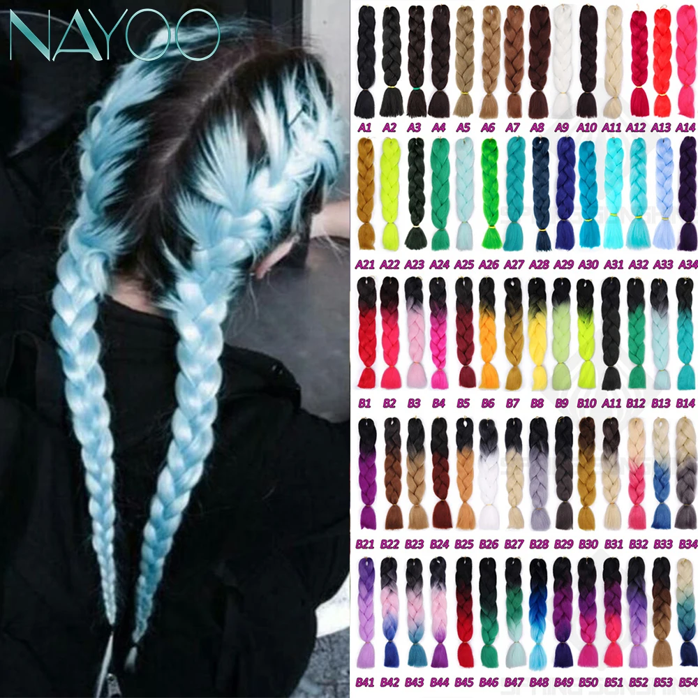 Nayoo волосы Джамбо косички длинные Омбре синтетические плетеные крючком синие