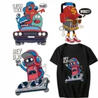 Мультяшные патчи, Переводные патчи с помощью утюга для диджея, роботов, детская одежда, куртка, DIY Аппликации, термо-Стикеры для одежды на одежде, моющиеся