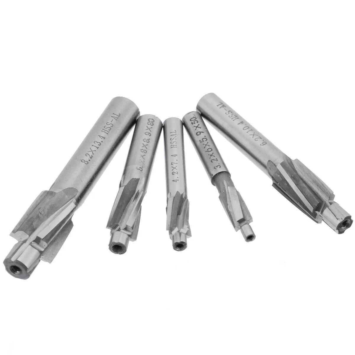 

5pcs 4 Flute Countersink HSS-AL End Mill Cutter Pilot Slot Drill Bits Tool M3-M8 High-speed Cutting With High Toughness