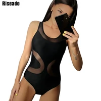 riseado sexy one piece swimsuit 2021 black swimwear women cross backless bathing suits women bodysuit mesh beach wear monokini