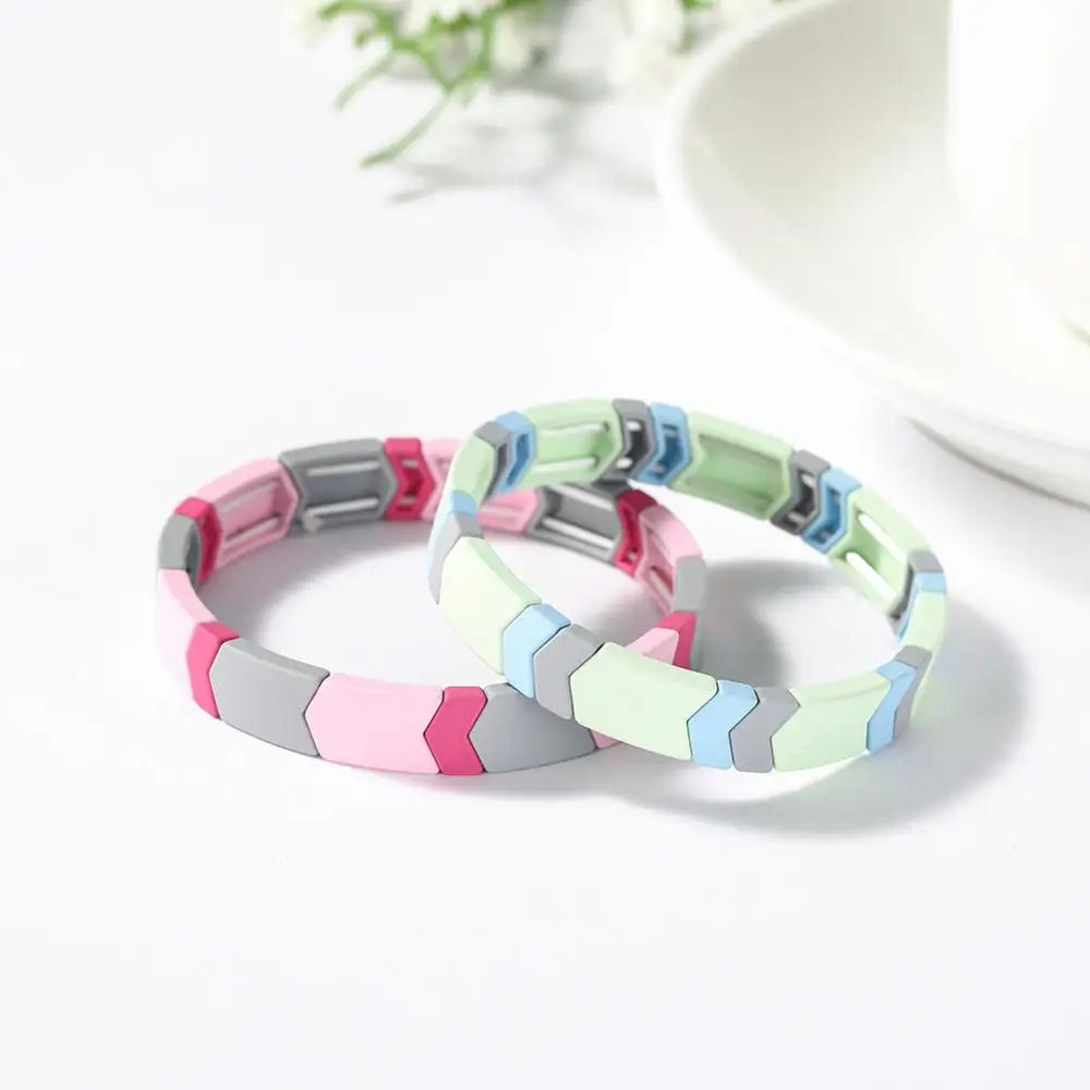 Skyrim богемный эмалевый сплав эластичный стрейч браслет Бохо розовый зеленый