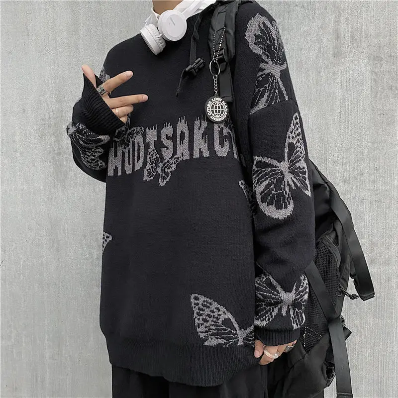 

Sweater women's autumn and winter new Korean version lazy style sweater Pullover loose dark jacquard couple's coat