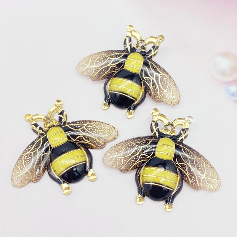 Новинка 10 шт. акриловые бусины в виде пчелы с плоской задней частью скульптура