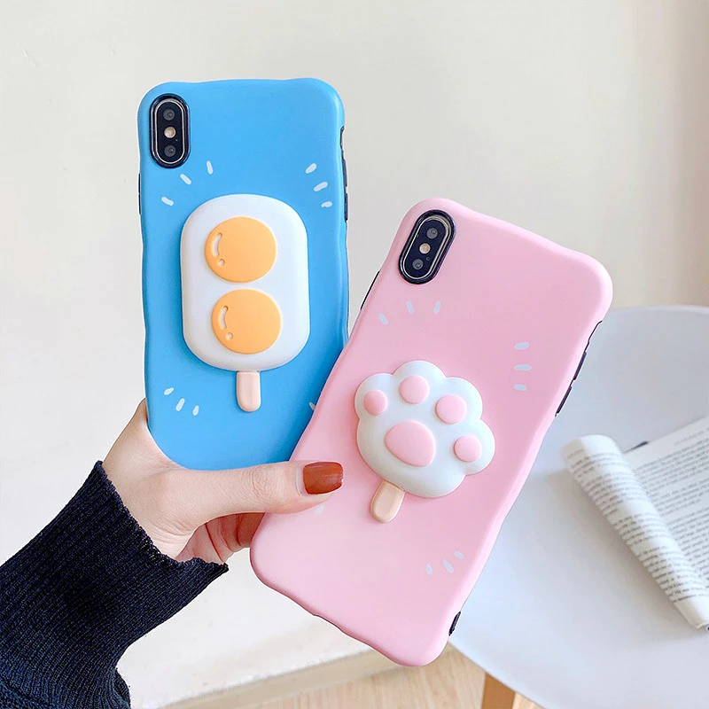 3D Милые Кошачьи Когти Чехол для телефона для iphone SE 2020 11Pro MAX XS XR X 6 6s 7 8Plus Картонный Мягкий Силиконовый Ковер с Рисунком Мороженого.