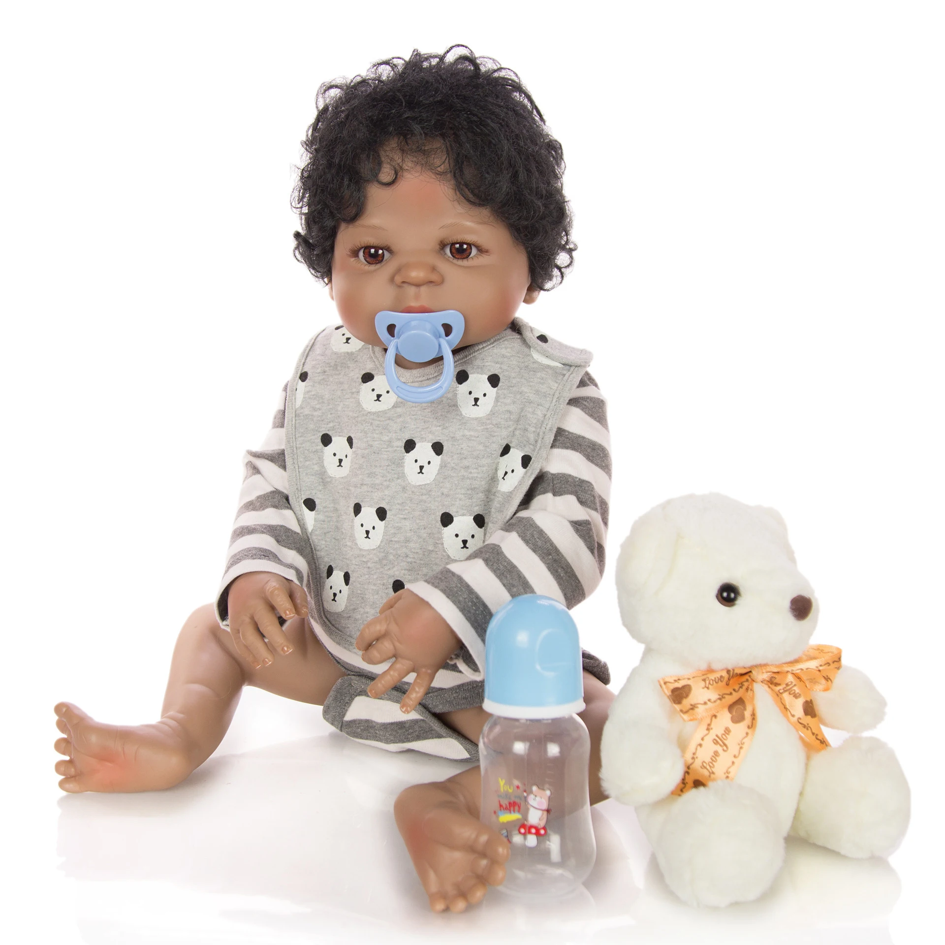 NPKDoll Bebe Reborn силиконовая кукла для детей 23 дюйма Реалистичная мальчика черная кожа