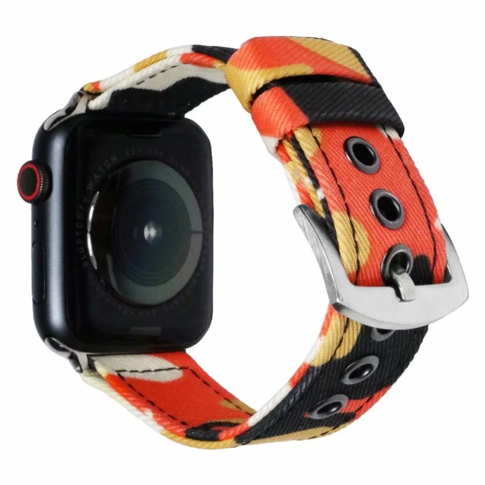 YUKIRIN камуфляж наручные ремень полотно холста для Apple Watch Series 4 3 2 1 нейлоновый ремешок для iwatch мужской 44 мм 42 мм 40 мм 38 мм
