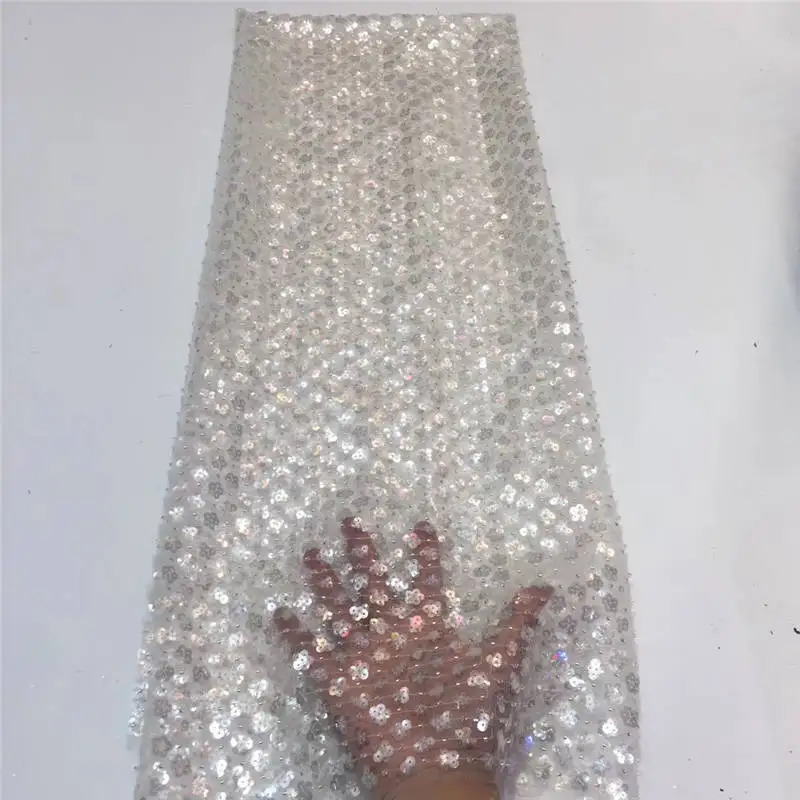 2020 Grey New African Sequins Lace Fabric Net Swiss Voile High quality France Tulle Mesh For Wedding Party Dres | Дом и сад