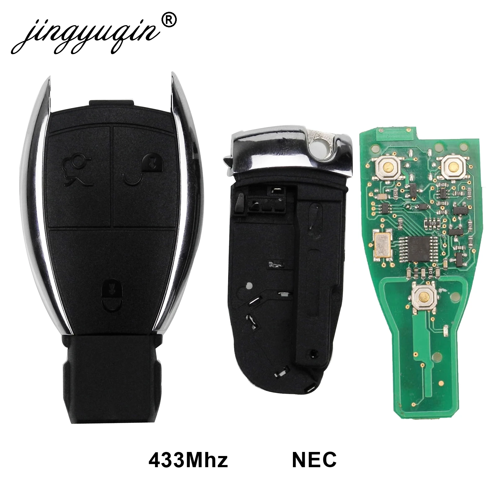 Ключ дистанционного управления jingyuqin NEC 3 кнопки 433 МГц 5 шт. для Mercedes Benz 1998 2012 A B C E G R