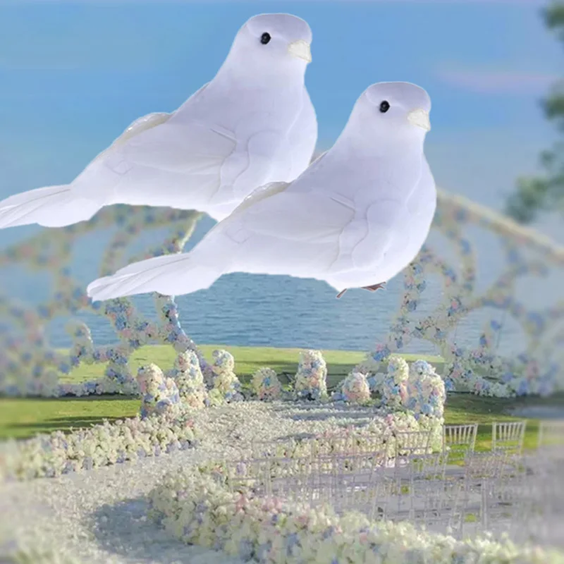 Искусственный белый голубь пластик + пена фигурки перьев и миниатюры домашний