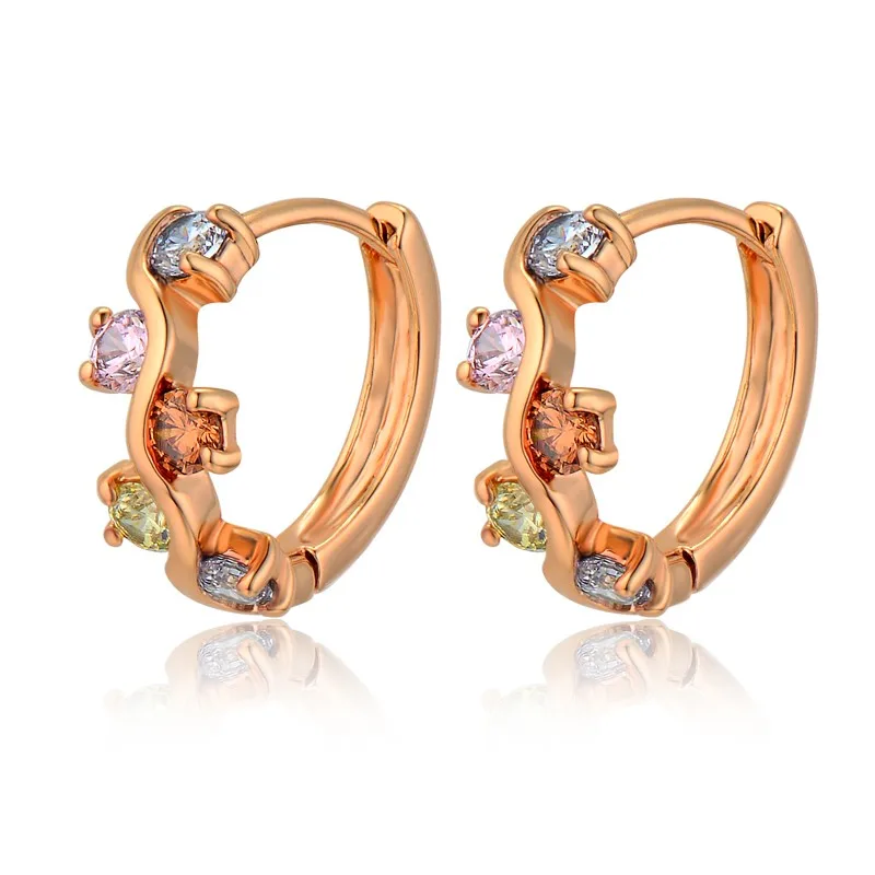

New Arrivals Women's Fashion Bride Wedding Round Colorful Rhinestone Earrings Austrian Crystal Hoop Earrings For Women Jewelry