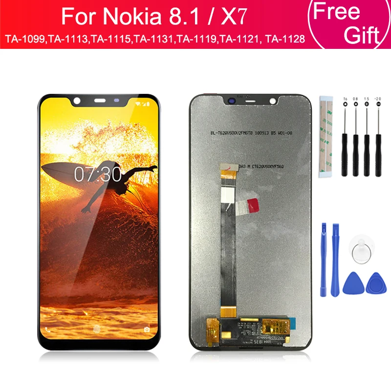 

For Nokia 8.1 LCD Display Touch Screen Digitizer TA-1099, 1113, 1115, 1131, 1119, 1121, 1128 For Nokai X7 Screen Replacement6.18