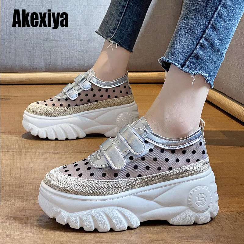 Туфли женские на платформе Повседневные Дышащие лоферы волнистые плоская