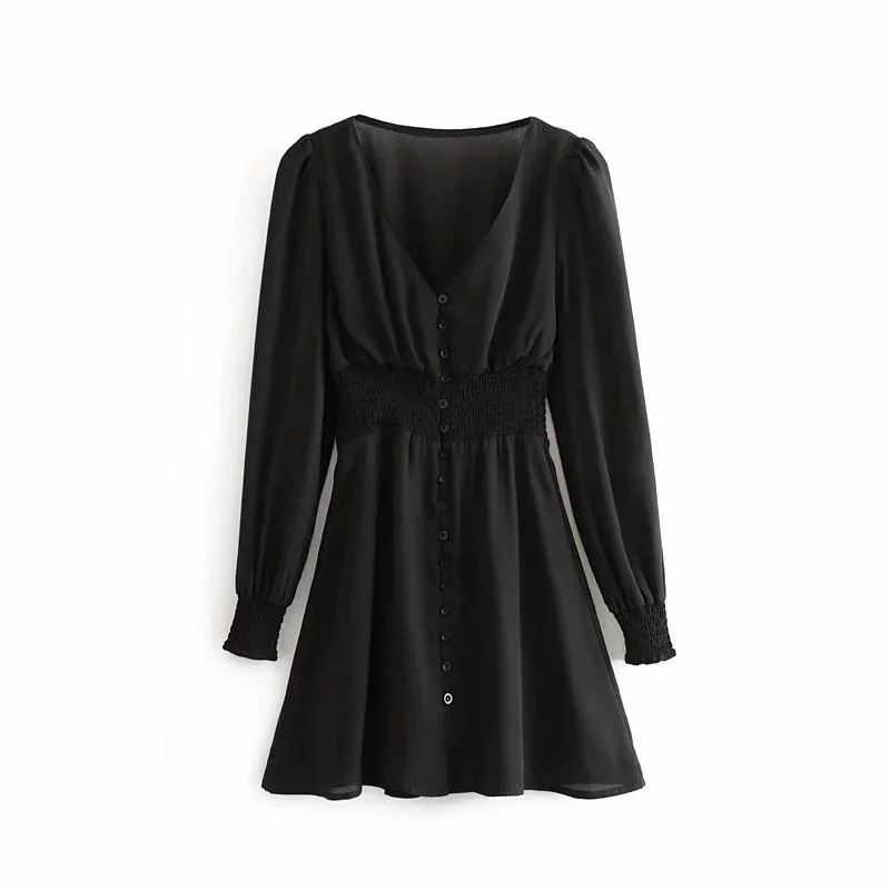 Винтажное летнее платье в горошек женское сексуальное с v-образным вырезом и