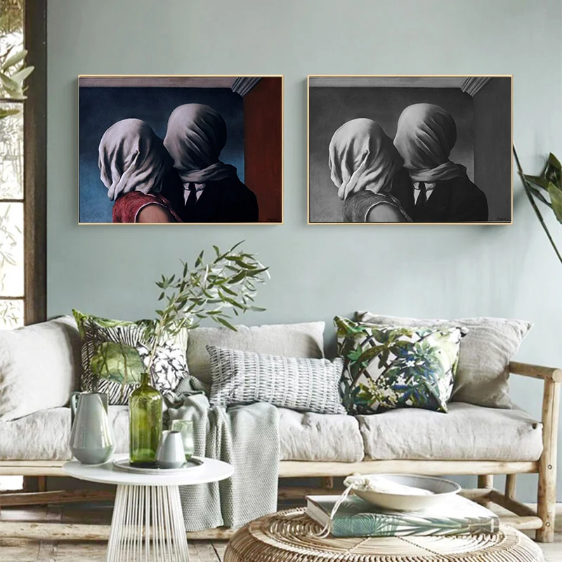 

The Lover Combination Canvas Painting Wall Art Poster Print Surrealism Picture Bedroom Living Room Home Decoration