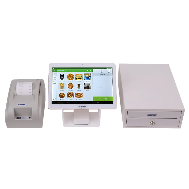 10-дюймовый табель дисплей Android POS машина с кассовой коробкой сенсорный экран и Google