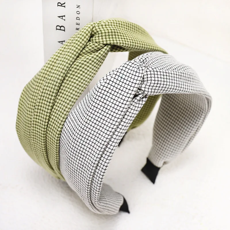 2020 корейский клетчатый узор аксессуары для волос женщин Модный макияж повязка