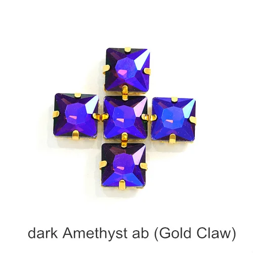 Dark Amethyst AB Квадратные много цветов стеклянные стразы шьют на стразы с коготь Flatback лучшие стеклянные стразы пришить на коготь из стразов для одежды B3467 - Цвет: Dark Amethyst AB