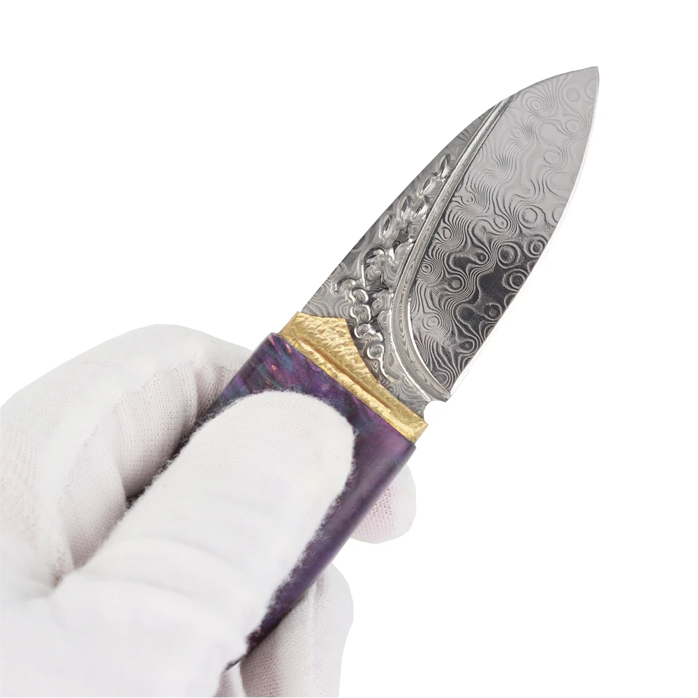 MASALONG импортные Дамасские оливковые фиксированные лезвия прямой нож Открытый