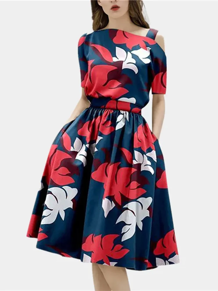 

Women Floral Summer Off Shoulder Dresses High Quality Female Clothes