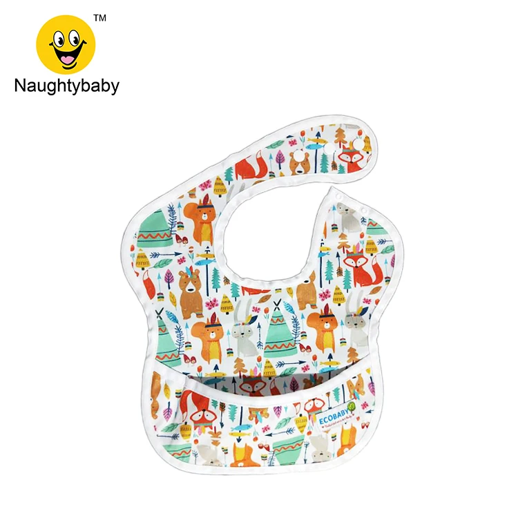 Big Discount baby infant Boys Girls Bibs Cartoon Print Bibs Baby Waterproof Bibs with Pocket for Containing Spills Feeding