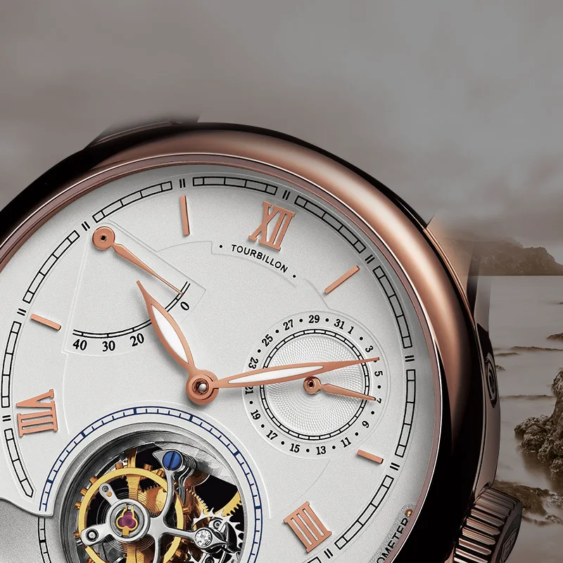 Switzerland Real Tourbillon оригинальные механические часы полые мужские часы большой циферблат пояс из крокодиловой кожи часы Мужские сапфировое зеркало