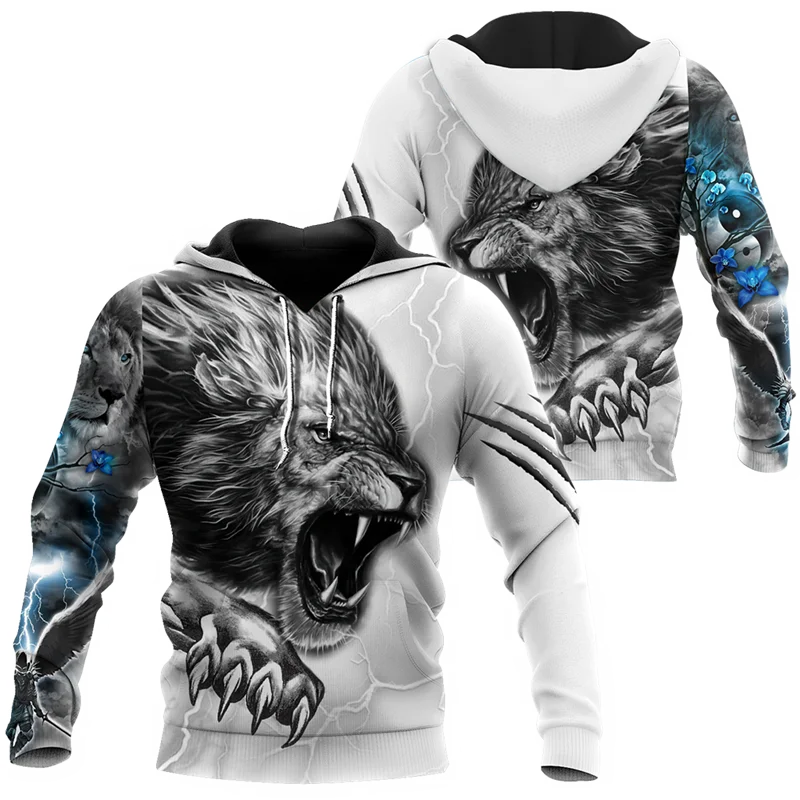 

Fashionable Beautiful lion Warrior autumn winter Sweatshirt 3D print Unisex casual Zip Hoodie original street style Hoodie
