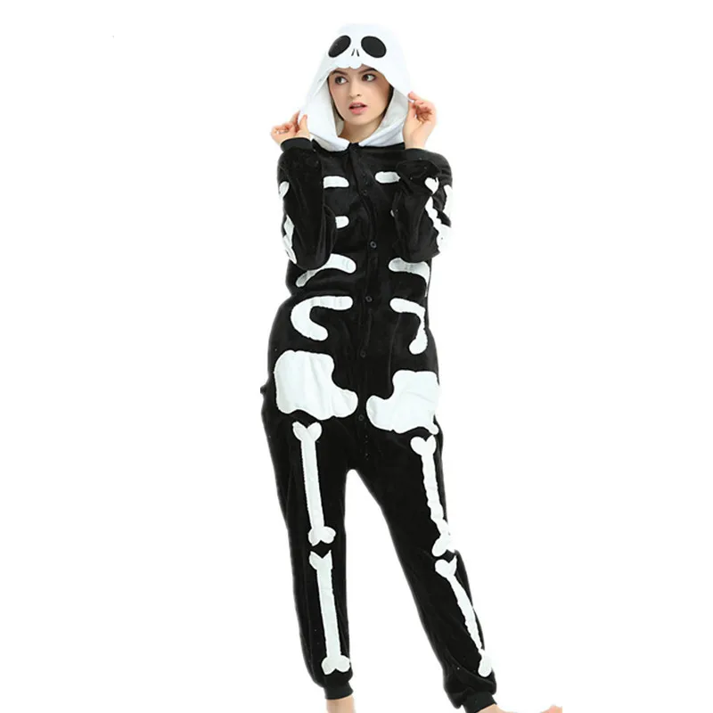 

Kigurumi Skeleton Costume Kids Pajama Adult Animal Onesie Women Men Hooded Kegurumi Sleepwear Flannel Pijamas
