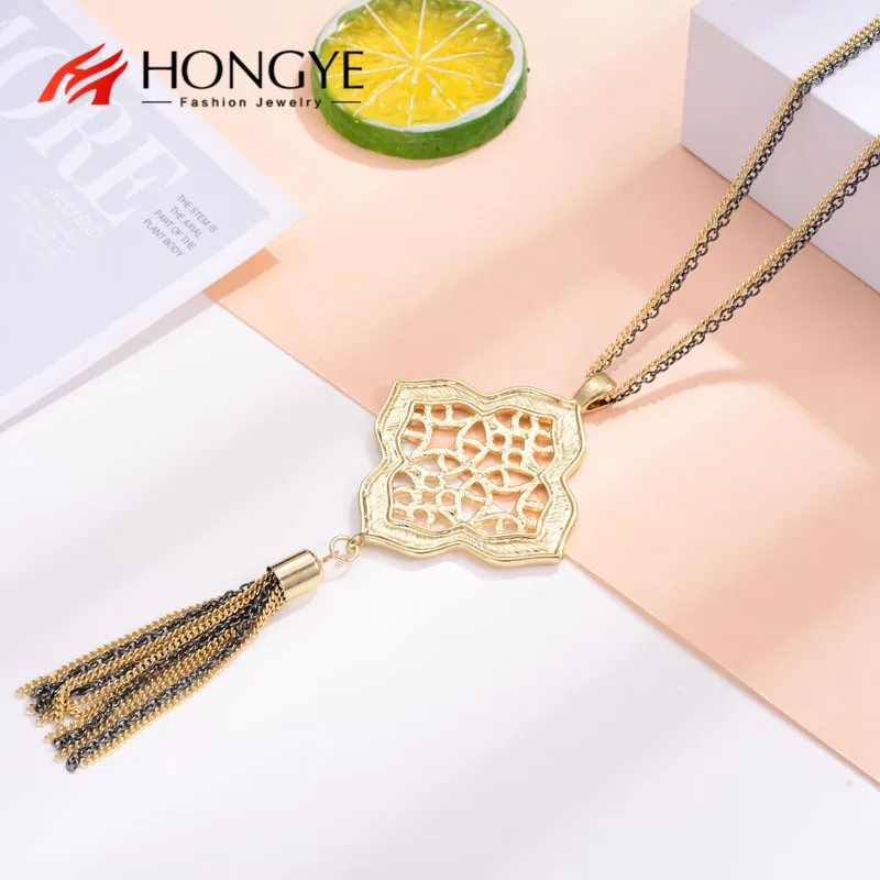 HONGYE винтажные элегантные ромбовидные цветочные ожерелья с окошком Подвески