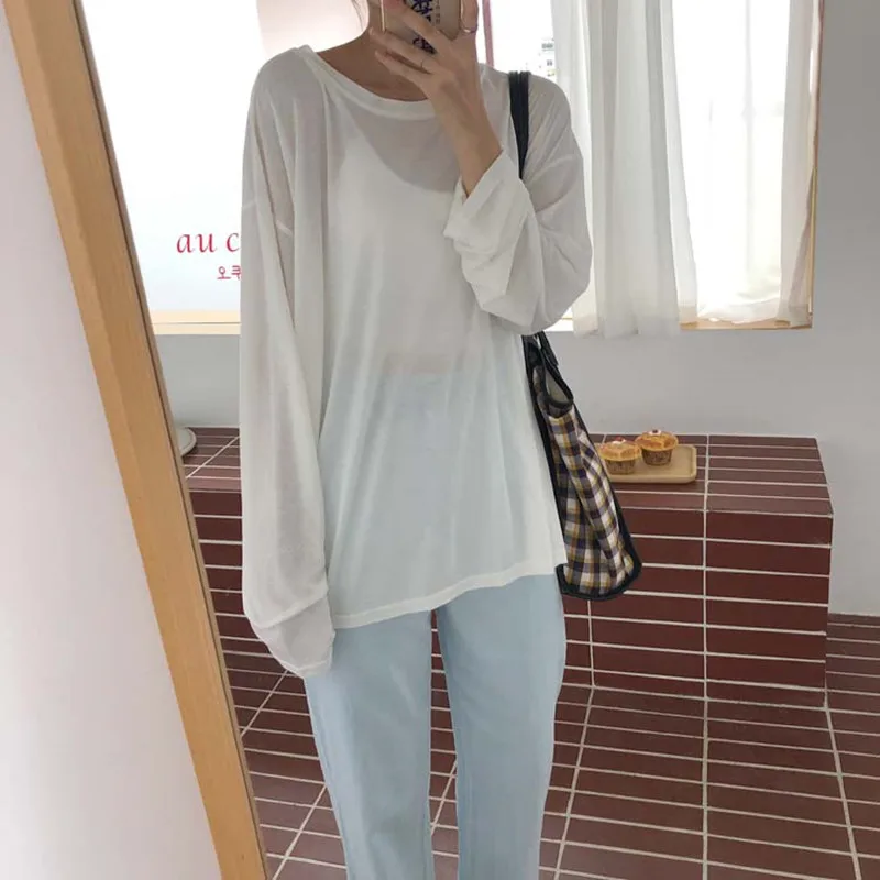 Осенняя Корейская однотонная дизайнерская тонкая женская рубашка Hzirip с круглым