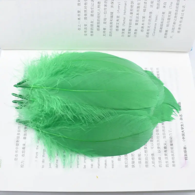 Grass green Высокое качество,, натуральные гусиные перья для рукоделия, для изготовления ювелирных изделий, 13-18 см, сделай сам, для рождественской вечеринки, перо, домашний Свадебный декор - Цвет: Grass green