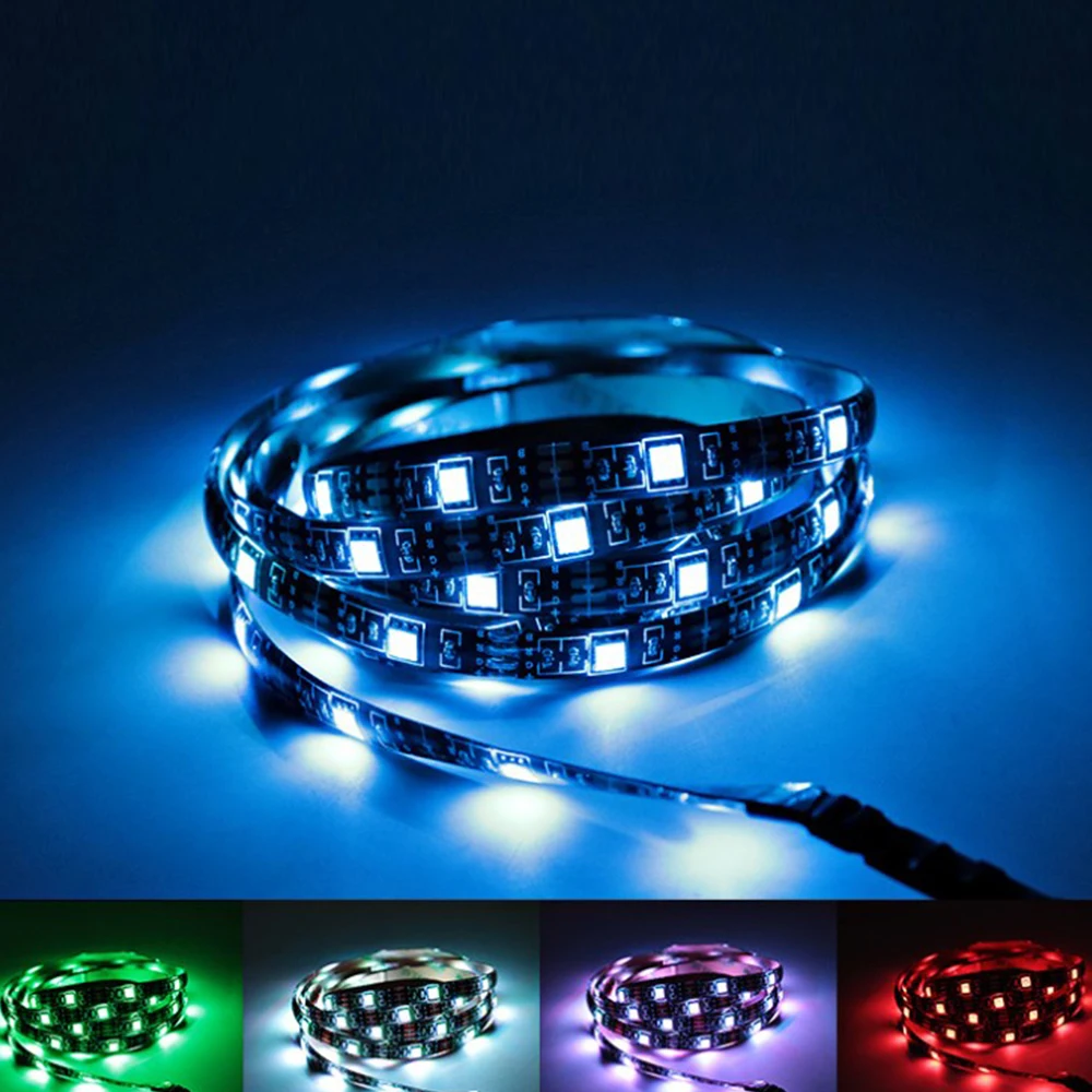 Светодиодные ленты светильник USB 5V RGB гибкий светодиодный лента 1/2/3/4/5M ТВ Экран