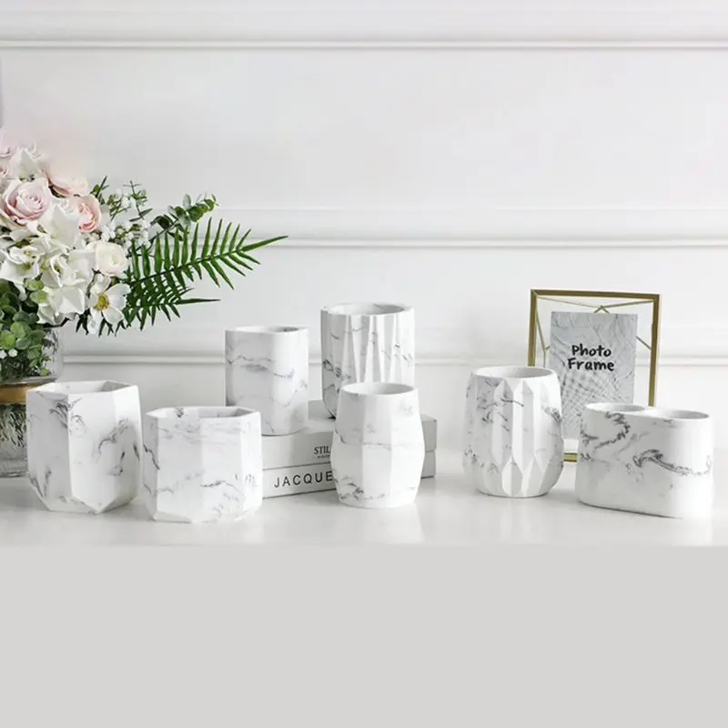 Геометрический Мрамор Настольный карандаш ручка держатель чехол ящик для