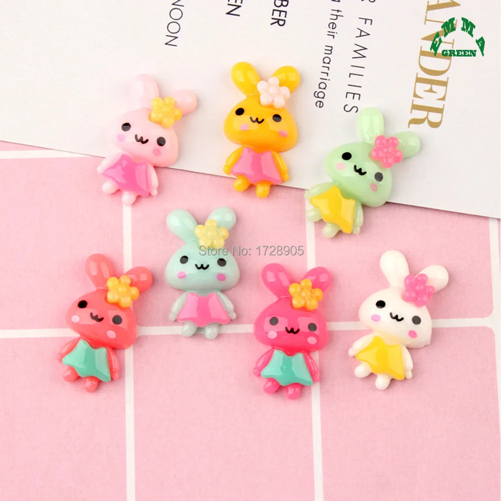 Слизи Шарм бусины смолы кабошоны кролик 10 шт 25 мм для DIY чехол телефона украшение